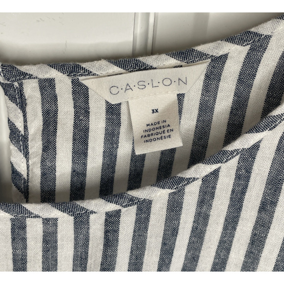 Caslon Nordstrom Women's Stripe Linen Blend Top Sz 3X Dolman Slv Boho Lagenlook - Picture 8 of 9